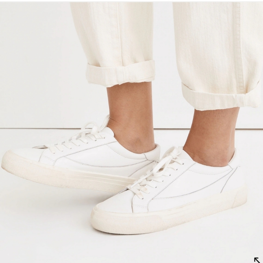 Madewell MWL Leather White Sneakers Tennis Shoes Sz 7.5